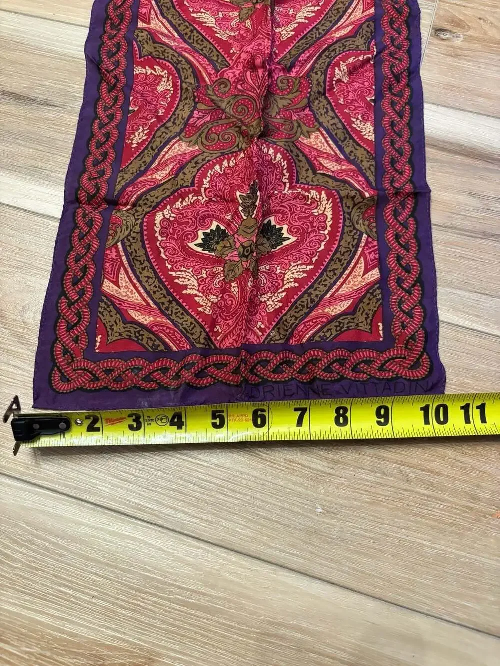 Adrienne Vittadini Vintage 100% Silk Purple and Pink Paisley Long Scarf
